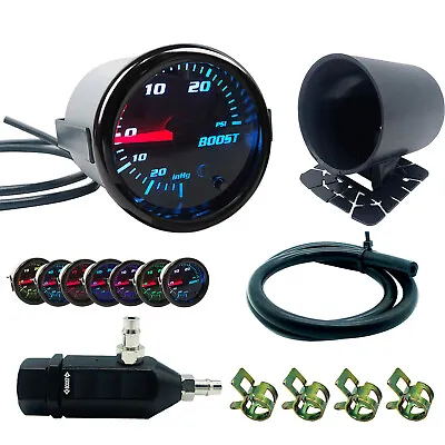 Boost Control Kit 7 Color 0-30PSI 52mm Boost Gauge& Cup Manual Boost Controller • $39