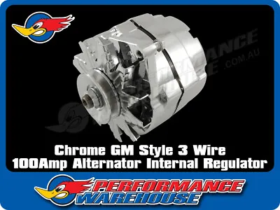 $111.35 • Buy Chrome GM Style 3 Wire 100AMP Internal Regulator Alternator
