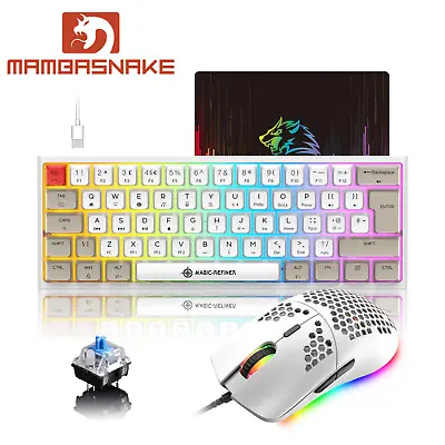 Hot-swappable Wired 60% Gaming Mechanical Keyboard And Mouse Combo RGB Backlight • $43.99