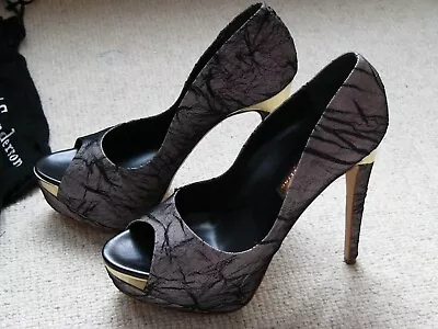 £35 • Buy Rupert Sanderson Tulle Nero Platform Stiletto Peep Toe Heels (eu40/uk6.5)