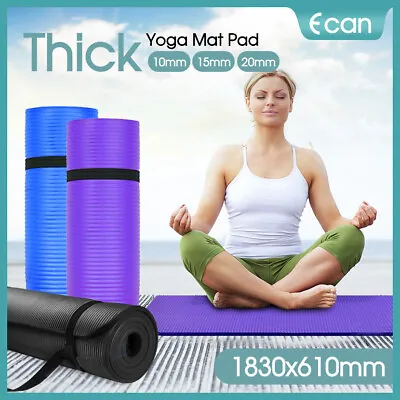 Thick Yoga Mat Pad 10/15/20MM NBR Nonslip Exercise Fitness Pilate Gym Durable AU • $24.99