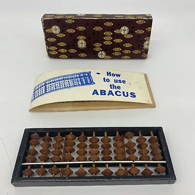 VTG 1956 Japanese Soroban Abacus Wood Bead Calculator W/ Box - 11 Rows 55 Beads • $29.99