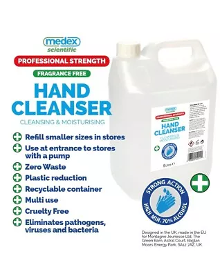 2x 5 LITRES OF MEDEX PROFESSIONAL 70% ALCOHOL HAND SANITISER GEL ANTIBACTERIAL • £18.75