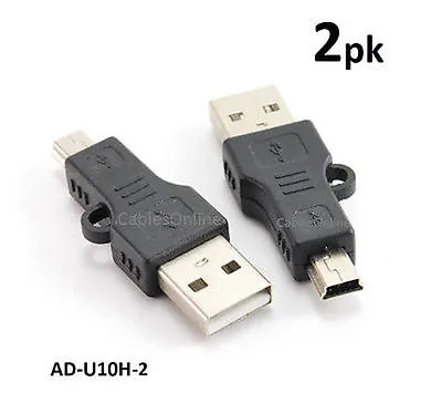 2-PACK USB 2.0 Mini-B 5-Pin Male To USB A Male Converter Adapter AD-U10H • $5.75