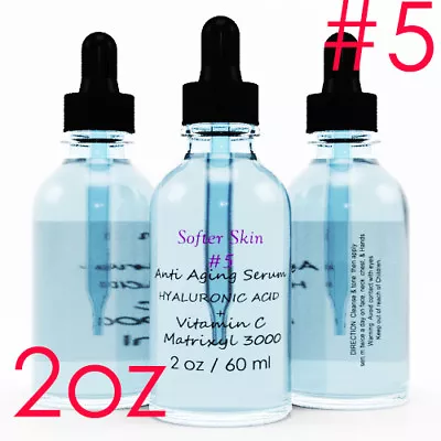 #5 2 OZ 100% PURE HYALURONIC ACID SERUM Anti-Aging Vitamin C & Matrixyl 3000 • $8.29