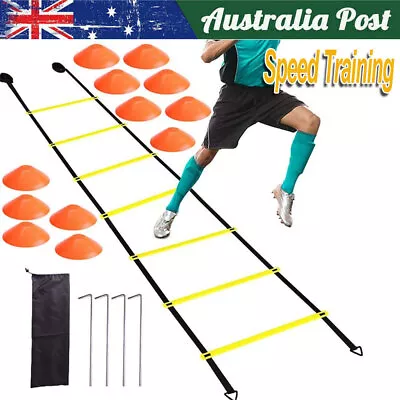 Football Fitness Speed Training Equipment Exercise Agility Ladder Cones For Kids • $16.89