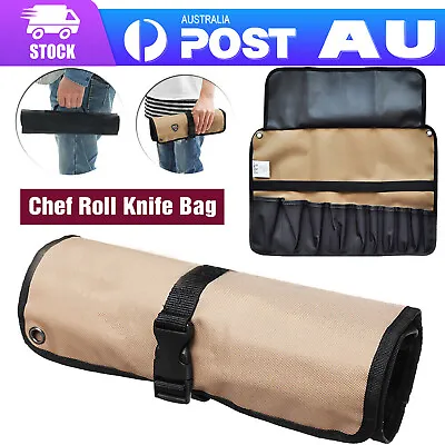 10/22 Slot Kitchen Portable Storage Bag Chef Knife Bag Carry Roll With Handles O • $15.80