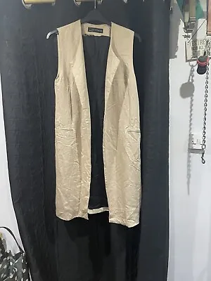 Women's ZARA Sleeveless Long Jacket Beige Nude Color Size S • £2.99