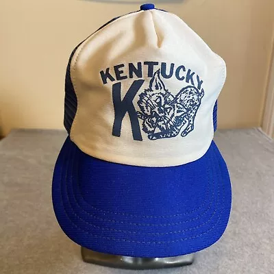 Vintage University Of Kentucky Wildcats Hat Blue White Trucker Mesh Snapback USA • $24.99