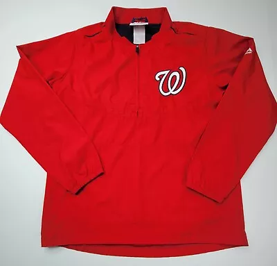 Authentic Majestic Boys Long Sleeve 1/2 Zip Red Washington Nationals Jacket (10) • $8.95