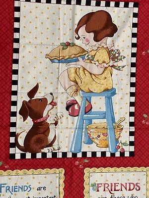 Mary Engelbreit Moda Panel Cotton Fabric Yardage Friend Pie Recipe 24x42” New • $40