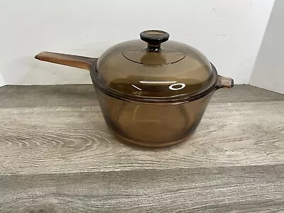 Corning Ware Vision Amber Cookware 2.5 L Liter Saucepan Pot With Lid • $29.99