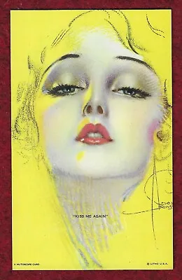 Rolf Armstrong Mutoscope Pin-Up Card KISS ME AGAIN ALL AMERICAN GIRLS MS135 • $9.99