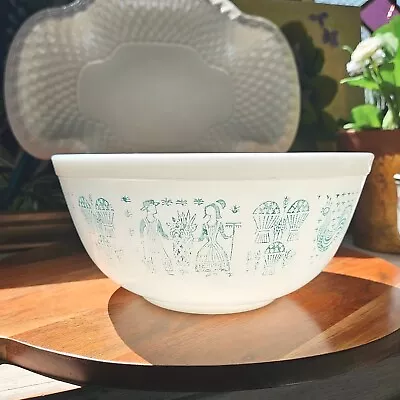 Vintage Pyrex Amish Butterprint Turquoise White Mixing Bowl #403 • $25