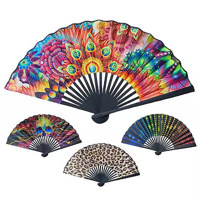 Folding Hand Fan Folding Fan Bamboo Handheld Fan Satin Cloth Surfaces Hand Fan • $9.85