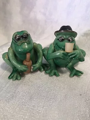 Vintage Plastic Frog Figurines / Drinking Buddies • $7.99