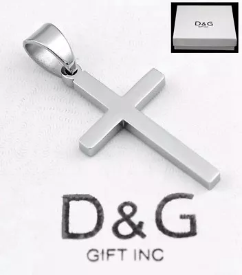 DG Men's Stainless Steel CROSS 52mm Pendant Unisex High Polish Box • $12.99