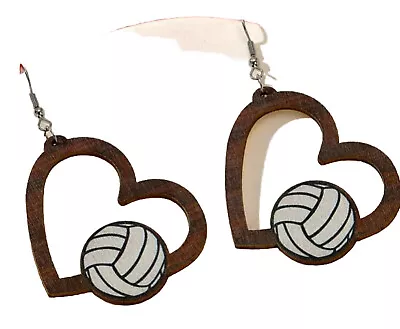 NWT Wooden Volleyball Love Dangle Earrings • $8
