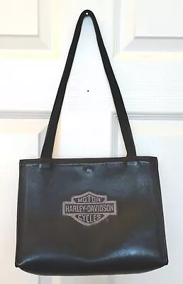 Harley Davidson Motorcycles Genuine Leather Black Shoulder Bucket Purse • $39.99