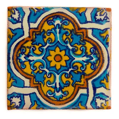 Hector - Handmade Mexican Ceramic Talavera Large 10.5cm Tile Ethically Sourced • £1.95