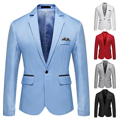 Mens Formal Business Blazer Jacket Wedding Party One Button Smart Suit Coat Tops • $5.03