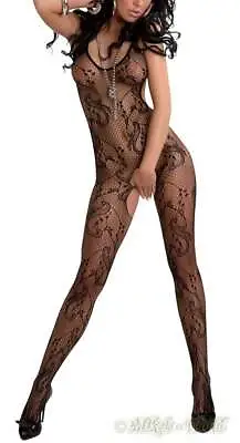 LivCo Halter Neck Net Catsuit/Bodystocking Eden Crotchless IN Various Colours • £26.22