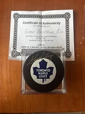 George Armstrong Autograph Maple Leafs Puck Very Rare Clean Autograph • $300