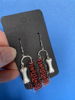 Flintstones Fan Novelty Earringsmetal Charm Bone Quirky Kitch Fun Jewellery  • £6.99