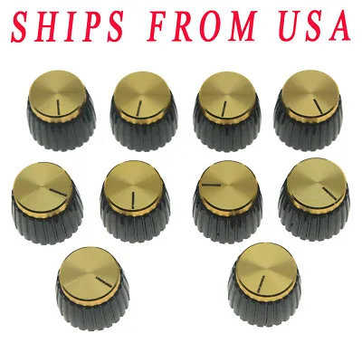 KAISH  10cs Guitar Amplifier-Knobs-Black-w-Gold-Cap-Push-on-fits-Marshall • $8.99