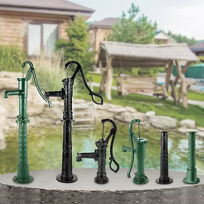 VEVOR Black/Green Hand Water Pump/Stand Heavy Duty Cast Iron Garden Pitcher Pump • $159.89