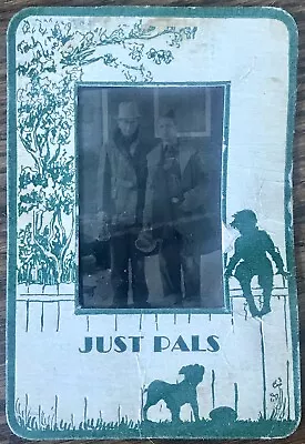 Antique Photo In Cardboard Frame Just Pals Military Men • $9.99