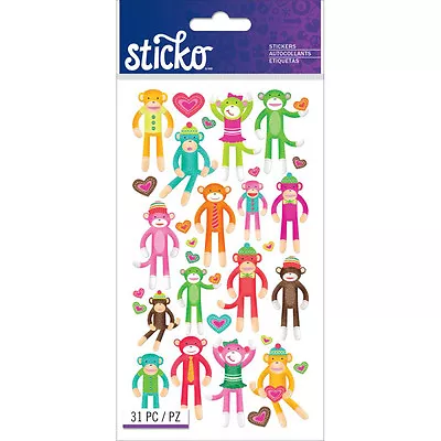 Scrapbooking Stickers Sticko Crafts Sock Monkey Monkeys Dressed Up Stuffed More • $2.99