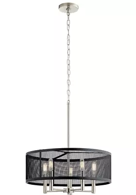 Kichler Edmund 5-Light Black And Brushed Nickel Industrial Drum Light • $69.99