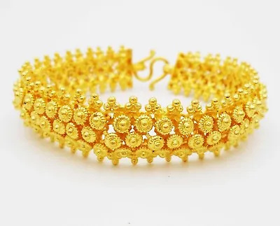 $28.62 • Buy 22K 24K THAI BAHT YELLOW GOLD GP Pikun Flower Bracelet Bangle Women Jewelry 7.5 