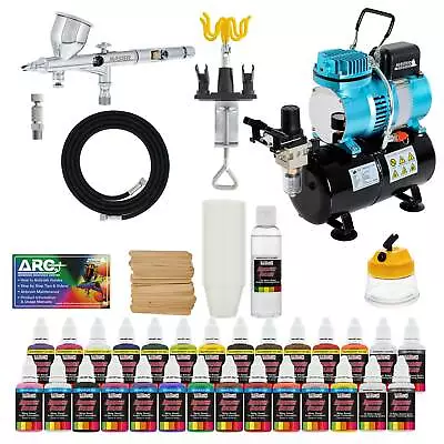 Complete Pro G44 MASTER Dual-Action AIRBRUSH W-AIR COMPRESSOR KIT And Paint • $249.99