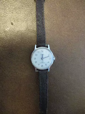 Vintage Timex Round Mechanical Wind Up Women's Silver Watch • $25