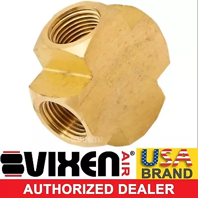 3/8 Npt Brass Female Cross (all Sides) Air Line Coupling/4-way/connector Vxa7x38 • $14.58