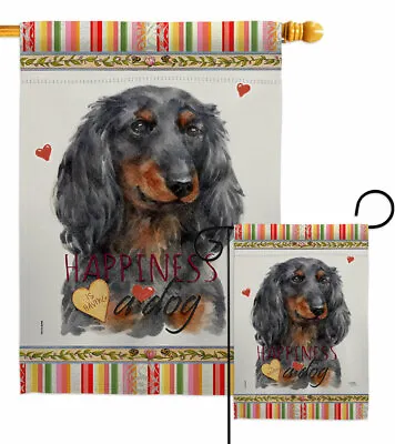 Blue Long Hair Dachshund Happiness Garden Flag Animals Decorative House Banner • $25.95