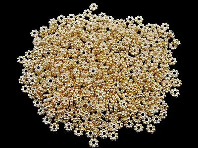 £1.99 • Buy 100 Pcs - 4mm Gold Plated Daisy Spacer Beads Jewellery Craft Findings Beads G62