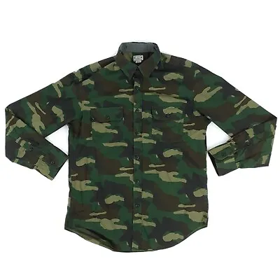 J.CREW Mens M Dress Shirt Military Woodland Camouflage Long Sleeve Woven Cotton • $17.81