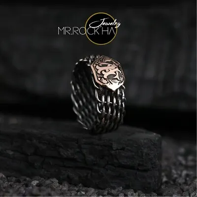 Solid 925 Silver Men Retro Knitted Braided RingName-Logo-Seal Letter Engraving • $162.99
