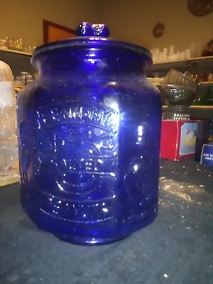 Blue Glass Mr Peanuts 1 Gallon Jar • $150