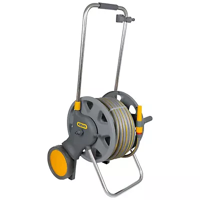 Hozelock Hose Pipe Cart 50m With Wheels Fittings & Nozzle Garden Assembled Pond • £74.95