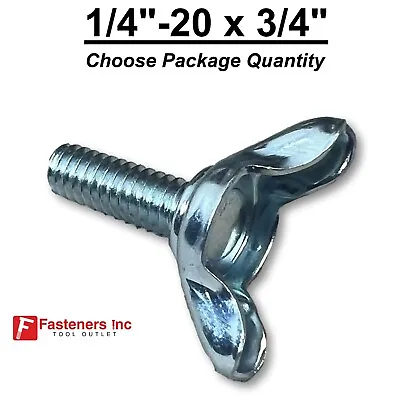 1/4-20 X 3/4  (FT) Stamped Wing Bolt Zinc Plated Coarse Thread (Choose Pkg Qty) • $10.99