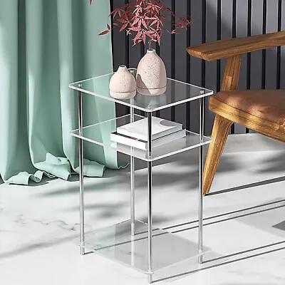 Silver Chrome Side Table 3-Tier Acrylic Glass End Table For Living Room&Bedroom • $53.66