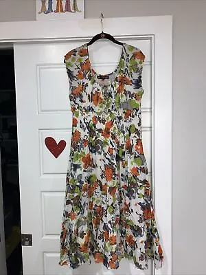 Mlle Gabrielle Sleeveless Dress Multicolor Floral Size XL Peasant Top Tie Light • $16.20