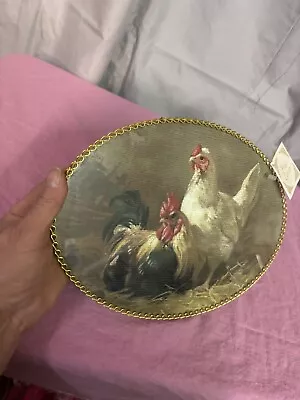 Vintage FLUE COVER Rooster Hen Country Farmhouse Gallery Graphics Inc Oval • $9.99