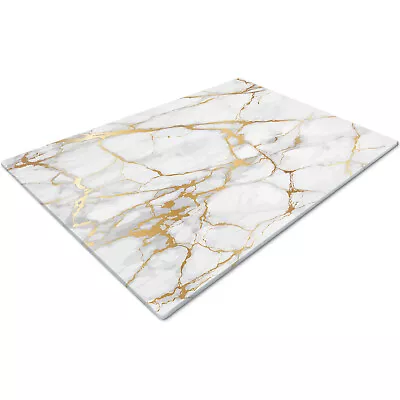 Glass Chopping Cutting Board Work Top Saver Large White Gold Marble Effect • £14.99