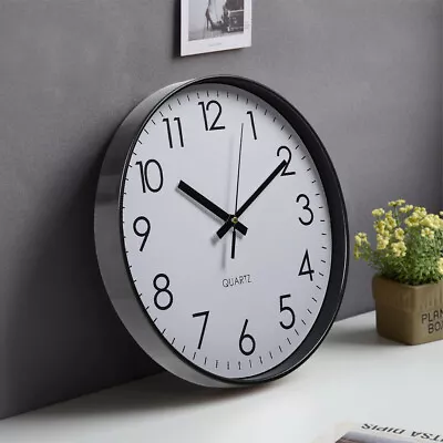 Wall Clock Silent & Non Ticking Modern Quartz 12  Quiet Sweep Home Office Clocks • £7.95