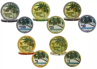 Ceramic Poker Chips Coconut Tree Casino Weight Clay Feel Marble Finish Jamaica  • £4.95